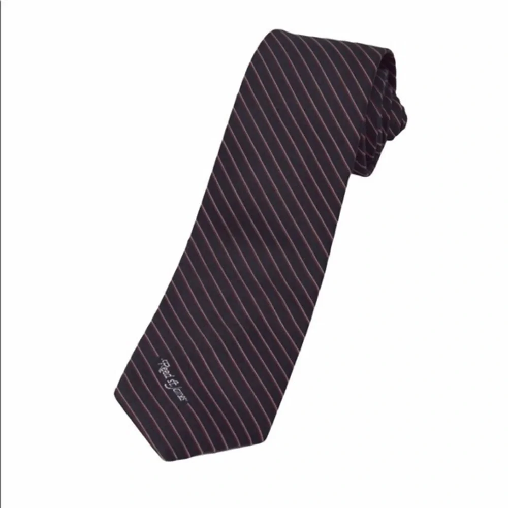 Reed St James Tie Black Red Silver Diagonal‎ Pinstripe Classic Width